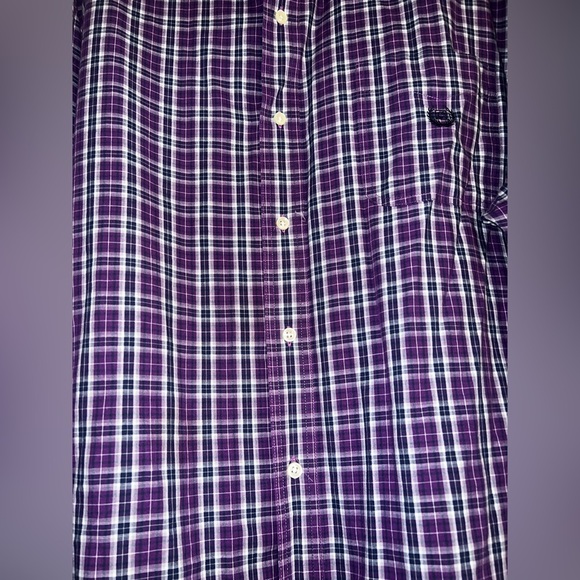 Chaps Easy Care Men's Button Down Long Sleeve Shirt Purple Plaid 3XB - Picture 7 of 11